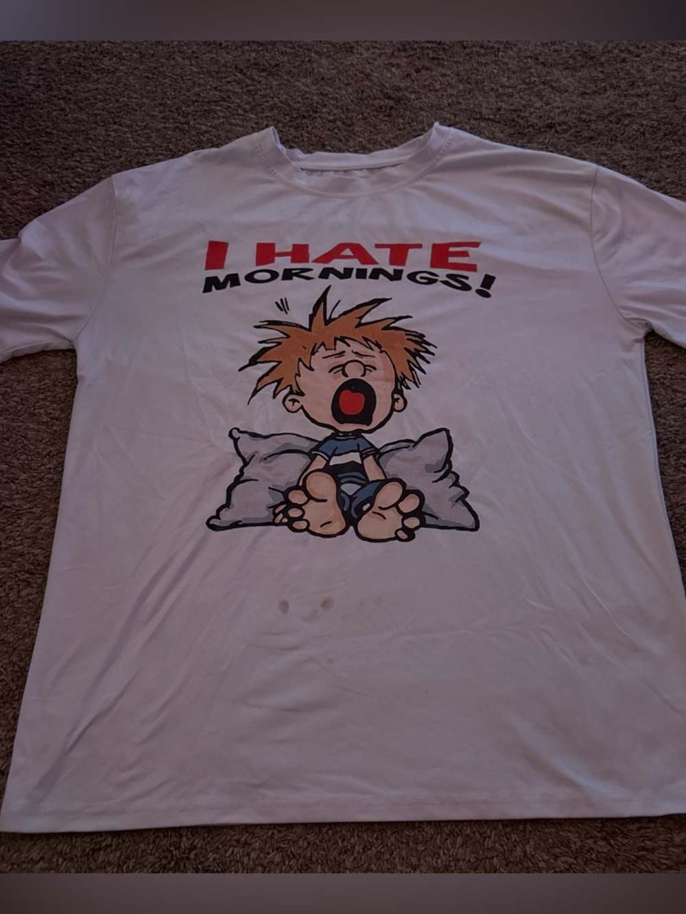 I Hate Mornings! White oversized Graphic Tee